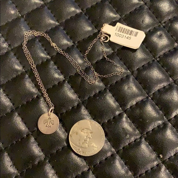 NWT Sterling Silver Dainty Thunderbird Stamped Disc Pendent Necklace - Picture 4 of 4